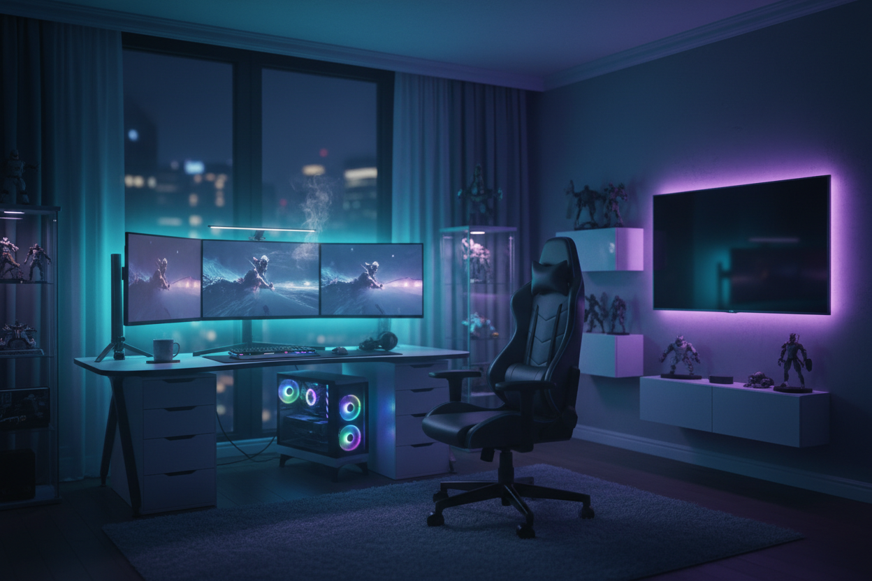 RGB LED Stripelys Gaming Setup